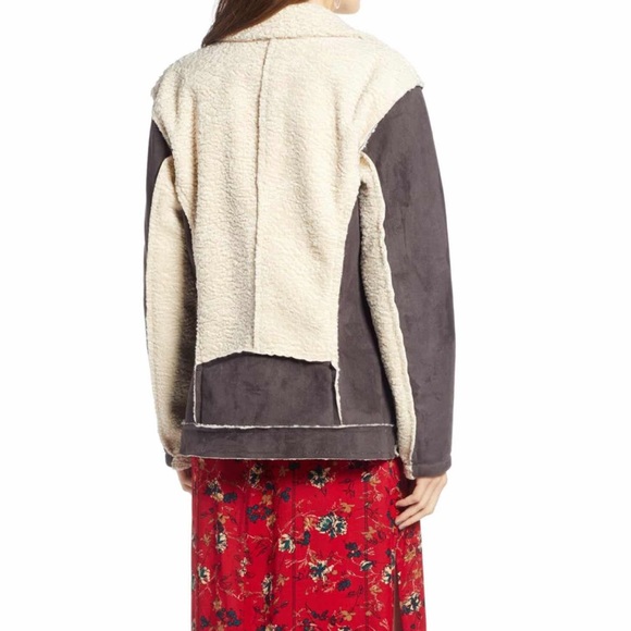 Treasure and Bond Moto Bomber Shearling Mixed Media Jacket Coat Size Large - Picture 3 of 8